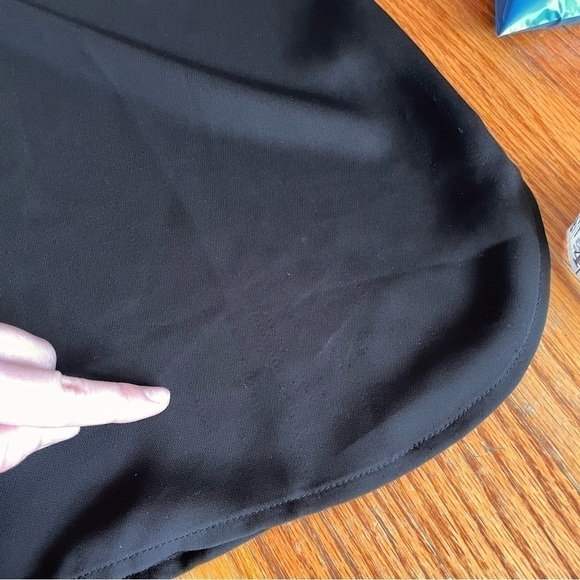 NIC+ZOE NIC ZOE Trimmed Tone Blouse Black Vegan Leather Trim V-Neck Long Sleeve - Picture 13 of 13